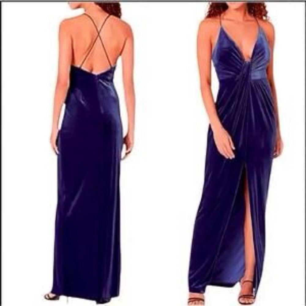 NWT Aidan Mattox Deep Blue Backless Dress